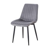 Scaun tapitat cu stofa tip catifea AB176, de living si bucatarie, cadru metalic, 88x47x42 cm, gri