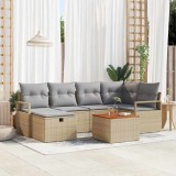 Cumpara ieftin Set de canapele pentru grădină cu pernă 7 pcs Bej Rattan poli