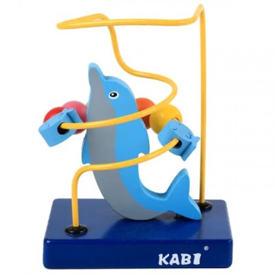 Joc Motric Labirint Delfin Lemn Copii 13x7x10cm Kabi 0063 CWT foto