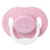 Suzetă Silicon Honey Baby, Pisica, Roz, 0-6 Luni, Cutie Sterilizare, Oem