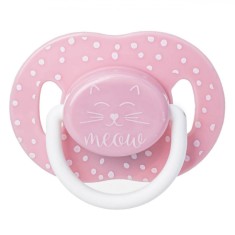 Suzetă Silicon Honey Baby, Pisica, Roz, 0-6 Luni, Cutie Sterilizare
