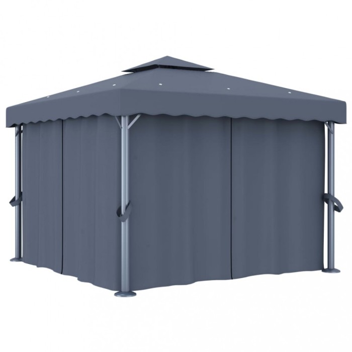 vidaXL Pavilion cu perdea, antracit, 3 x 3 m, aluminiu