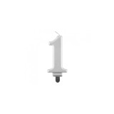 Lumanare tort cifra, argintiu metalic, 8 cm-Tip Cifra 1