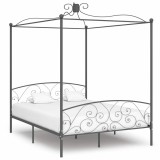 Cumpara ieftin Cadru de pat cu baldachin, gri, 160 x 200 cm, metal