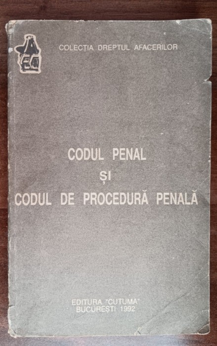 myh 39s - Codul penal si codul de procedura penala - ed 1992