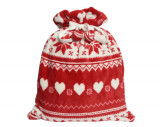 Sac pentru cadouri Snowflake and heart, Decoris, 150x200 cm, poliester, rosu/alb
