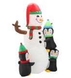 Om de zapada gonflabil de Craciun, 190 cm, cu pinguini, LED si compresor