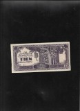 Rar! Indiile Olandeze Indonezia 10 gulden ocupatie japoneza serie/block S1