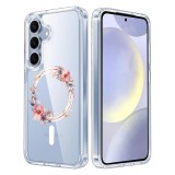 Husa pentru samsung galaxy s25 plus, atasare magnetica, magsafe, pink wreath 8, clear
