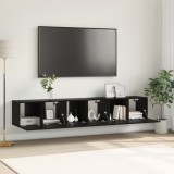 vidaXL Set Mobilier TV Stejar Negru Lemn prelucrat Medie Mobilier TV