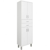 Dulap inalt Nerva 60, 4 usi, 2 sertare, alb, 60x190x30 cm. Ideal pentru baie, hol sau living.