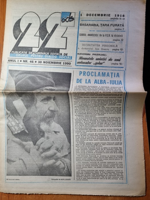 ziarul &quot;22&quot; 30 noiembrie 1990-emil cioran