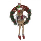 Decorațiune Crăciun, Model Cerb, 30cm, Gri, Lemn, Coroană Bun Venit, Oem