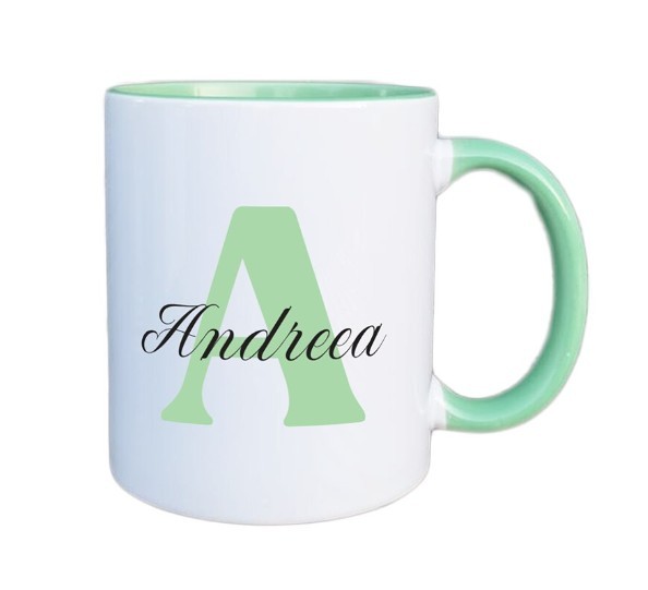 Cana maner verde personalizata prenume Andreea, INOVATIX&reg;. 330ml