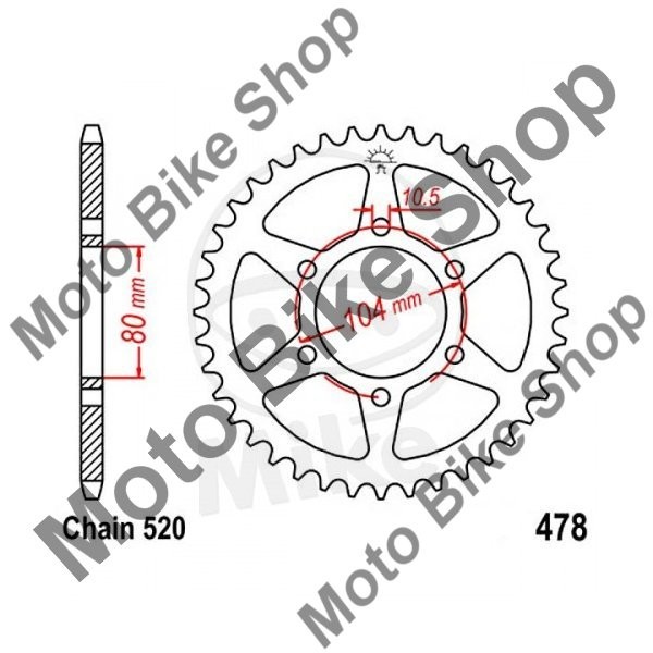 MBS Pinion spate 520 Z45 JTR478.45, Cod Produs: 7273865MA