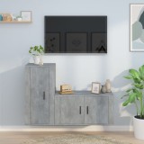 Set dulap TV, 2 piese, gri beton, lemn prelucrat