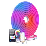 Cumpara ieftin Banda neon LED SMART 5 m, Flexibila, Aplicatie, Temporizator, DYI MOD, Control vocal, Oem