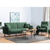 Cumpara ieftin Set canapea 3 locuri extensibila si fotoliu Aqua Verde