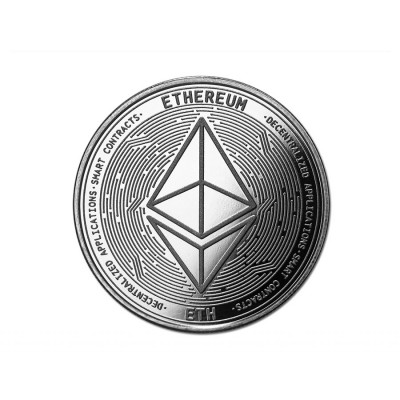 Moneda crypto pentru colectionari, GMO, Ethereum ETH, argintiu foto