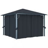 VidaXL Pavilion cu perdele, antracit, 300 x 300 cm, aluminiu