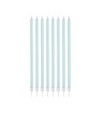 Set 8 buc lumanari decorative tort, pearly albastru deschis, 15.5 cm
