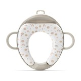 Reductor pentru toaleta, cu spatar si manere, pernita moale detasabila, Lorelli Planets, Beige