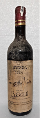 Z 40- VIN ROSU BAROLO DOC, FATTORIA SANTA RITA, CL 72 GR 13 RECOLTARE 1964 foto