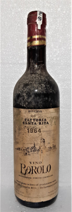 Z 40- VIN ROSU BAROLO DOC, FATTORIA SANTA RITA, CL 72 GR 13 RECOLTARE 1964