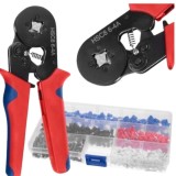 Cumpara ieftin Set cleste profesional de sertizare si trusa 500 pini terminali electrici izolati, ferule multicolore pentru cabluri, cutie compartimentata
