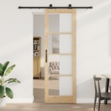 Ușa glisantă vidaXL cu set hardware &#039;ORKDAL&#039;Lemn Solid și Sticlă