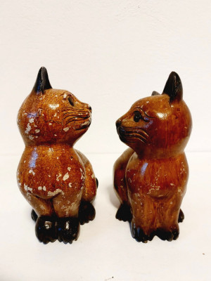 2 pisici ceramica, decor, design mid century, 18cm inaltime foto