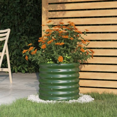 vidaXL Jardinieră grădină verde 40x40x36 cm oțel vopsit electrostatic foto