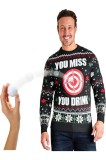Tricou de Crăciun pentru bărbați cu guler rotund și m&acirc;neci lungi, tricou amuzant și cald de Crăciun, pulover Xmas - Cadouri pentru el