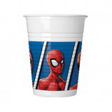 Set 8 pahare petrecere din plastic model Spiderman 200 ml