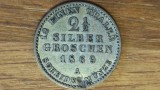 Cumpara ieftin Germania state - Prusia/Prussia -piesa istorica argint- 2 1/2 silber groschen 1869 A = 1/12 thaler - Wilhelm I