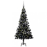 vidaXL Brad Crăciun pre-iluminat cu set globuri, negru, 180 cm, PVC