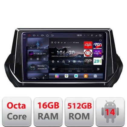 Navigatie Peugeot 2008 2020- Android radio gps internet 8 core QLED 2K 16+512 360 Edotec CarStore Technology