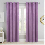 Set draperii din catifea cu inele argintii, Madison, 150x265 cm, densitate 700 g/ml, Violet, 2 buc