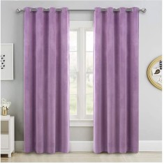 Draperie din catifea cu inele argintii, Madison, 150x225 cm, densitate 700 g/ml, Violet, 1 buc