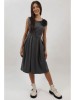 ROCHIE MIDI TIP SARAFAN CU FLOARE IN RELIEF CUREA IN TALIE MALLY TALIE UNICA Gri