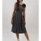 ROCHIE MIDI TIP SARAFAN CU FLOARE IN RELIEF CUREA IN TALIE MALLY TALIE UNICA Gri