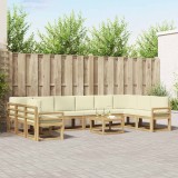 vidaXL Set de canapele de exterior cu pernă 11 pcs Alb și crem 3388324