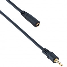 Cablu audio Detech Jack 3.5mm Mama Tata Prelungitor, 3m, Stereo, negru, calitate deosebita, contacte aurite