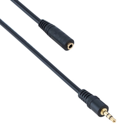 Cablu audio Detech Jack 3.5mm Mama Tata Prelungitor, 3m, Stereo, negru, calitate deosebita, contacte aurite foto