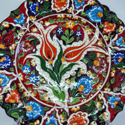 Farfurie mare ornamentala ceramica realizata manual foto