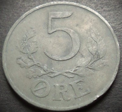 Moneda istorica 5 ORE - DANEMARCA, anul 1943 * cod 4494 foto