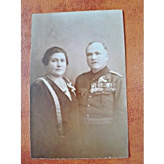 Fotografie tip Carte Postala, militar cu sotia,, necirculata