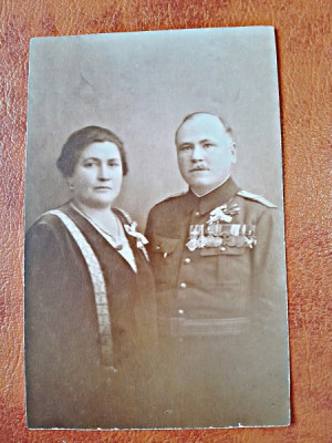 Fotografie tip Carte Postala, militar cu sotia,, necirculata foto