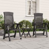 Set 2 Scaune Gradina Rabatabile Antracit Polipropilena (PP) 58x61 cm, Rezistente UV, Exterior