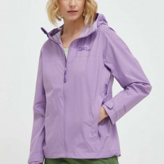 Jack Wolfskin geaca de ploaie Elsberg 2.5L femei, culoarea violet